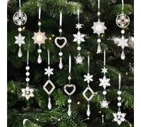 Lot de 12 décorations en forme de stalactites en acrylique transparent avec flocons de neige et étoiles pour décorer les arbres de Noël, les guirlandes et les espaces de fête d'hiver