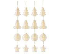 Lot de 12 décorations en Papier Blanc cassé 15 cm