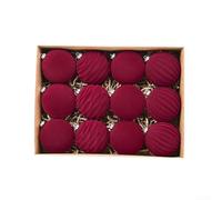 Lot de 12 décorations en velours avec design floqué unique pour améliorer votre décoration de vacances et créer une esthétique rétro (rouge)