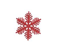 Lot de 12 décorations flocons de neige roses pailletés en plastique, 10 cm, pendentifs flocons de neige creux for sapin de Noël, articles de fête for le Nouvel An et autres festivités.(Red B style)