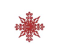 Lot de 12 décorations flocons de neige roses pailletés en plastique, 10 cm, pendentifs flocons de neige creux for sapin de Noël, articles de fête for le Nouvel An et autres festivités.(Red A style)
