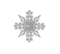 Lot de 12 décorations flocons de neige roses pailletés en plastique, 10 cm, pendentifs flocons de neige creux for sapin de Noël, articles de fête for le Nouvel An et autres festivités.(Silver A style)