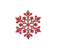 Lot de 12 décorations flocons de neige roses pailletés en plastique, 10 cm, pendentifs flocons de neige creux for sapin de Noël, articles de fête for le Nouvel An et autres festivités.(Red C style)