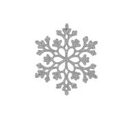 Lot de 12 décorations flocons de neige roses pailletés en plastique, 10 cm, pendentifs flocons de neige creux for sapin de Noël, articles de fête for le Nouvel An et autres festivités.(Silver C style)