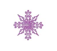 Lot de 12 décorations flocons de neige roses pailletés en plastique, 10 cm, pendentifs flocons de neige creux for sapin de Noël, articles de fête for le Nouvel An et autres festivités.(Purple A style)