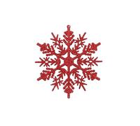 Lot de 12 décorations flocons de neige roses pailletés en plastique, 10 cm, pendentifs flocons de neige creux for sapin de Noël, articles de fête for le Nouvel An et autres festivités.(Red D style)