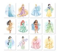 Lot de 12 décorations murales princesse pour chambre d'enfant, décoration de chambre de fille, Belle, Moana, Cendrillon, Elsa, Raiponce, Ariel, Jasmin, Mulan, Pocahontas, Aurore, Blanche-Neige, Tiana
