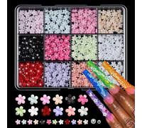 Lot de 12 décorations pour ongles avec motifs papillons cœurs et fraises