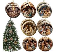 Lot de 12 Décorations Religieuses en Bois pour Crèche de Noël - Ornements pour Sapin et Intérieur, Décoration de Cheminée pour Noël et Pâques