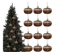 Lot de 12 décorations rustiques à suspendre en forme de citrouille d'automne avec mat pour une utilisation en intérieur et dans les lieux de fête pour créer une ambiance chaleureuse et festive (marron
