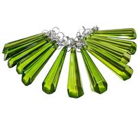 Lot de 12 décorations vintage en forme de stalactites vert sauge en forme de gouttelettes de verre taillées en cristal de verre prismes pampilles pour lustres pour sapin de Noël décorations de mariage