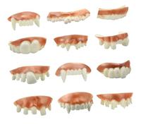 Lot de 12 dents de blague, dents drôles, dents de Pâques Billy Bob, dents de blague pour adulte, fausses dents, blague pour adulte, dents de vampire pour Halloween, bal masqué, fête costumée