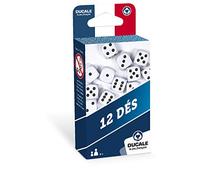 Cartamundi - Lot de 12 dés 18 mm - Haute qualité pour Yam's (Yahtzee), 421 et 5000 - Blanc classique