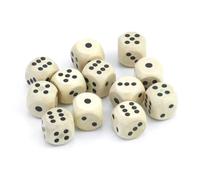 Lot de 12 dés de jeu en bois naturel, accessoires de jeu de 16 mm, cubes en bois, cubes en bois massif, jeux de dés, dice en bois, accessoires de jeu de table