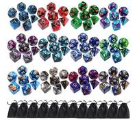 Lot de 12 dés polyédriques DND double couleur compatibles avec les donjons et les dragons, jeu de rôle, RPG, MTG, avec D4, D6, D8, D10, D%, D12, D20 (12 couleurs)