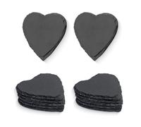 Lot de 12 dessous de verre en ardoise 100 % ardoise naturelle - 100 % ardoise - Pour sushis, steak, fromage, tasses, mariage, Saint-Valentin