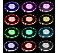 Lot de 12 dessous de verre lumineux à LED multicolores en acrylique, 3 modes d'éclairage, dessous de verre lumineux ronds pour boissons, bouteilles, fêtes, bar, mariages
