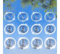 Lot de 12 disques anti-oiseaux en acier inoxydable 3D pour l'extérieur - Dissuasif anti-pigeons, réflecteurs d'oiseaux pour éloigner les oiseaux - Pour la maison et les corbeaux