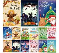 Lot de 12 drapeaux de jardin saisonniers double face de 30,5 x 45,7 cm, petits drapeaux de jardin pour l'extérieur, Noël, printemps, été, automne, hiver, pour toutes les saisons