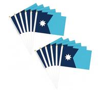 Lot de 12 drapeaux de l'État du Minnesota - 14 x 21 cm, petits drapeaux portatifs sur bâtons en bois pour la décoration extérieure, les fêtes, les jeux et les événements.