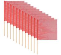 Lot de 12 drapeaux de signalisation orange fluorescent en PVC maillé, 18 x 18 pouces, avertissement pour chargements encombrants, manches en bois, pour chantiers, circulation, grands événements