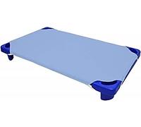 Lot de 12 draps-housses pour lit d'enfant pour la garderie, la maternelle - Taille du tapis - 4 boucles élastiques d'angle - Draps de sieste 100 % coton - Draps doux pour soins de bébé - Bleu clair