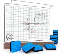 Lot de 12 Dry Erase XY Axis genoux Tableau 22,9 x 30,5 cm | Grille de coordonnées d'apprentissage interactif Tableau blanc | pour étudiants et salle de classe d'utilisation, Math Board, et College Board (Double Face)