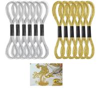 Lot de 12 écheveaux de fil à broder métallique à paillettes pour point de croix, fils dorés et argentés en polyester pour bracelets d'amitié pour loisirs créatifs