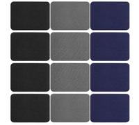 Lot de 12 écussons thermocollants en coton pour réparation intérieure et extérieure de vêtements, chaussures, jeans, chapeaux (noir, bleu, gris) 12 x 9 cm