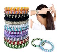 Lot de 12 élastiques à cheveux de couleurs mélangées pour queue de cheval, élastiques pour cheveux sans dommage, bracelets pour cheveux fins/épais/moyens/longs pour femmes et filles
