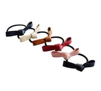 Lot de 12 élastiques à cheveux en cuir synthétique avec petit nœud pour queue de cheval