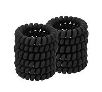 Lot de 12 élastiques à cheveux en spirale pour cheveux épais, sans pli pour queue de cheval, cordon de téléphone pour tous types de cheveux avec spirale en plastique (noir mat, noir mat)