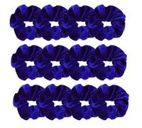 Lot de 12 élastiques à cheveux en velours pour femme - Grands anneaux de cheveux - Scrunchies - Bandes élastiques épaisses - Accessoires pour cheveux pour femme - Bleu foncé
