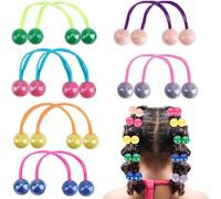 Lot de 12 élastiques à cheveux pour fille avec deux boules élastiques pour queue de cheval - élastique cheveux fille Boules mignonnes - Cercle bulle - Coloré - Bandes de cheveux pour filles et femmes