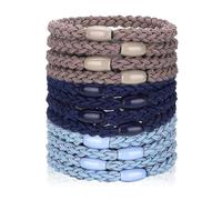 Lot de 12 élastiques à cheveux style bohème pour femmes et filles - Élastiques à cheveux extensibles - Bracelets pour queue de cheval - Sans dommage - Pour cheveux fins/épais/moyens/longs (bleu)