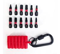 Lot de 12 embouts de tournevis électriques avec prise magnétique puissante pour les tâches Cross Star. Construction en acier de haute qualité, comprend une bande de rangement organisée, noir et rouge