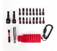 Lot de 12 embouts de tournevis électriques avec prise magnétique puissante pour les tâches Cross Star Construction en acier de haute qualité Comprend une bande de rangement organisée noir et rouge 12