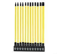 Lot de 12 embouts magnétiques Torx étoile avec trou T7-T40 1/4 Tige hexagonale 1/4 pour outils de perceuse électrique à main Noir/jaune (SKU)