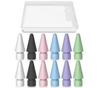 Lot de 12 embouts pour stylet Apple compatibles avec iPad Pencil Pro/USB-C/1ère génération/2ème génération (blanc, noir, rose, bleu, violet, vert)