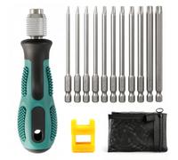 Lot de 12 embouts Torx longs T6-T40, tige hexagonale 1/4" pour visseuse | Acier CR-V trempé | Plus long pour vis profondes | Magnétique | Convient pour T6-T40 avec T27/T30 | Marquage clair de la