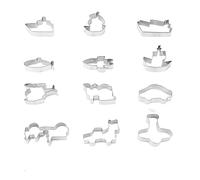 Lot de 12 emporte-pièces en acier inoxydable en forme d'animal pour fête d'anniversaire d'enfants, Pâques, décoration de gâteau (vert)