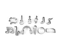 Lot de 12 emporte-pièces en forme de notes de musique et instruments en acier inoxydable pour biscuits et biscuits