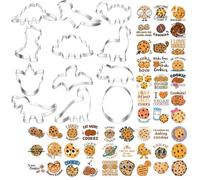 Lot de 12 emporte-pièces pour enfants avec 50 autocollants de dessin animé à biscuits, emporte-pièces dinosaures, emporte-pièces pour biscuits, emporte-pièces pour enfants