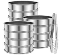 Lot de 12 emporte-pièces ronds en acier inoxydable de qualité alimentaire avec pince alimentaire pour biscuits, chocolats, muffins, mini gâteaux, beignets, boulettes (10 cm)