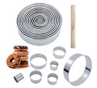 Lot de 12 emporte-pièces ronds en acier inoxydable pour pâtisseries, donuts, fondants, mousses, pâtisseries, gâteaux