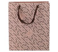 Lot de 12 enveloppes cadeau en papier poignées en tissu 22 x 10 x 26 cm, mocha mousse, Monogram