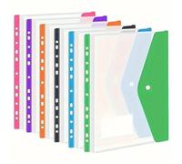 Lot de 12 enveloppes en plastique avec boutons-pression adhésifs, 11 trous pour documents A4