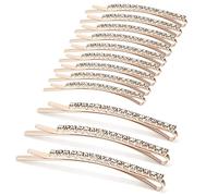 Lot de 12 épingles à cheveux en strass pour femme, idéales pour tous les types de cheveux (doré)