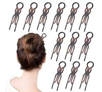 Lot de 12 épingles à cheveux françaises en forme de U - Pinces à cheveux solides - Pinces à cheveux invisibles pour femme - Parfait pour les twists, les chignons et le style quotidien (noir café)