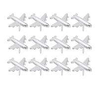 Lot de 12 épingles à dessin d'avion modernes en métal - Stylo droit - Tableau en liège - École - Bureau - Accessoires décoratifs - Aiguilles à dessin en métal décoratives